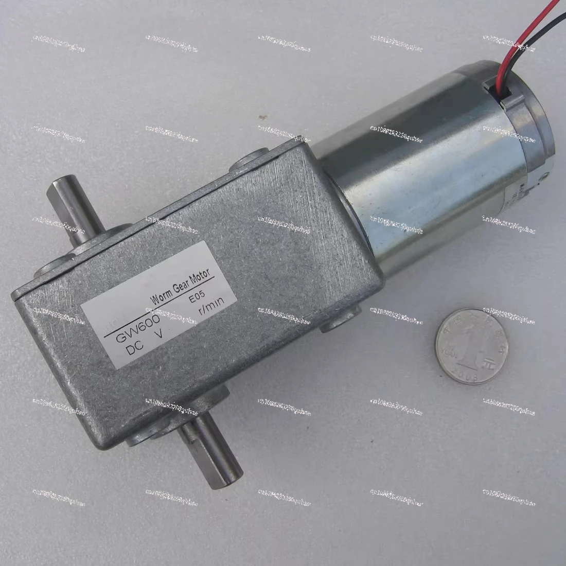 GW600 DC worm gear motor, 24V 12V 5-480RPM, high torque   Dual axis