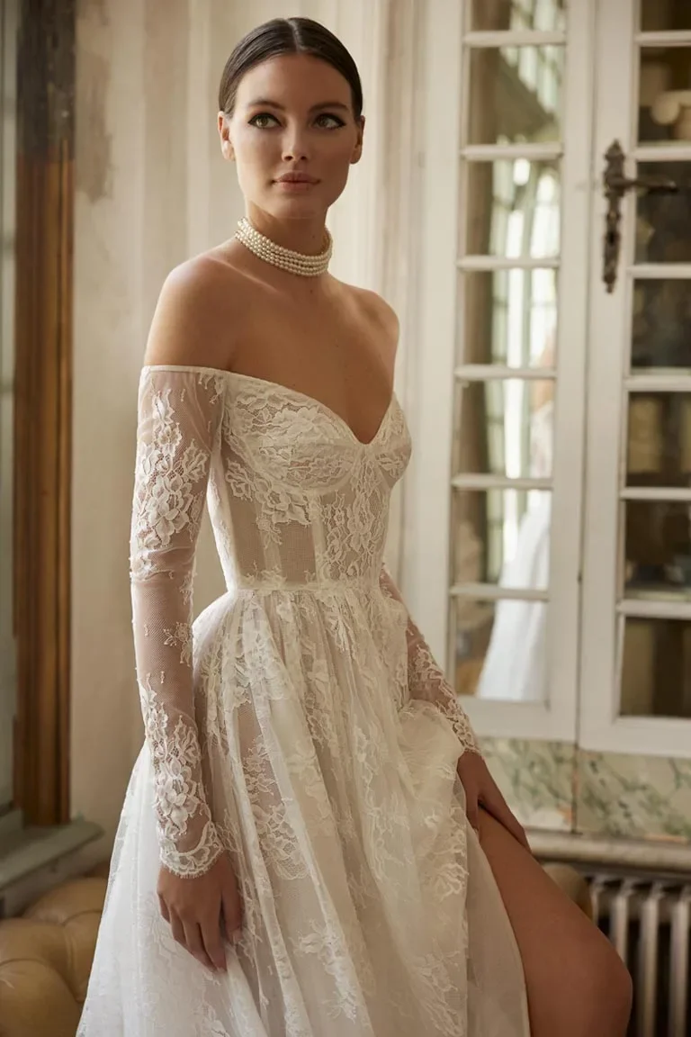 

Customized Lace Wedding Dress Larga Sencillo y Elegante Vestidos Para Por La Iglesia Boda Noivas Robe MarieeVestido De Novia