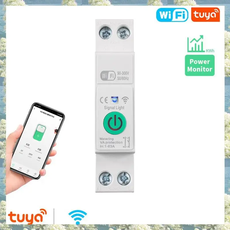 ใหม่-Wifi เบรกเกอร์อัจฉริยะป้องกันความร้อนเซอร์กิตเบรกเกอร์จับเวลาเสียงโทรศัพท์มือถือควบคุม 1-63A พร้อมมิเตอร์