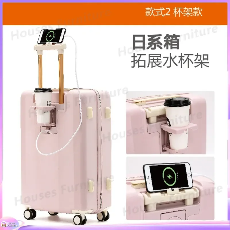 For 20 Inch Luggage Smart Ride On Suitcase USB Charging Carry On Travel Trolley Case With Cup Holder Universal
