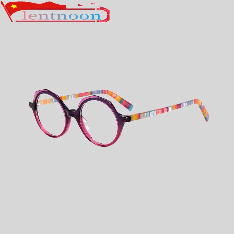 Glasses Frame Colorful Cool Lady Personality Trend High Quality Acetate Designer Round Classic Optical Lenses Decoration Read