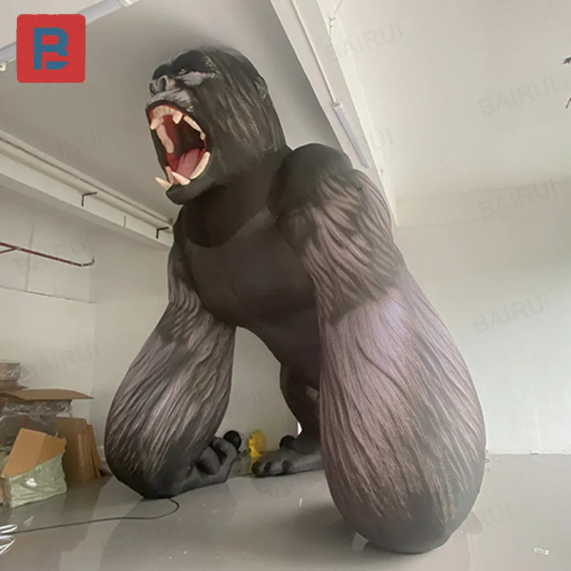 Aufblasbarer Gorilla, Tierluftmodell, mit Gebläse, großformatige Eventdekoration für den Außenbereich und Werbe-Requisiten
