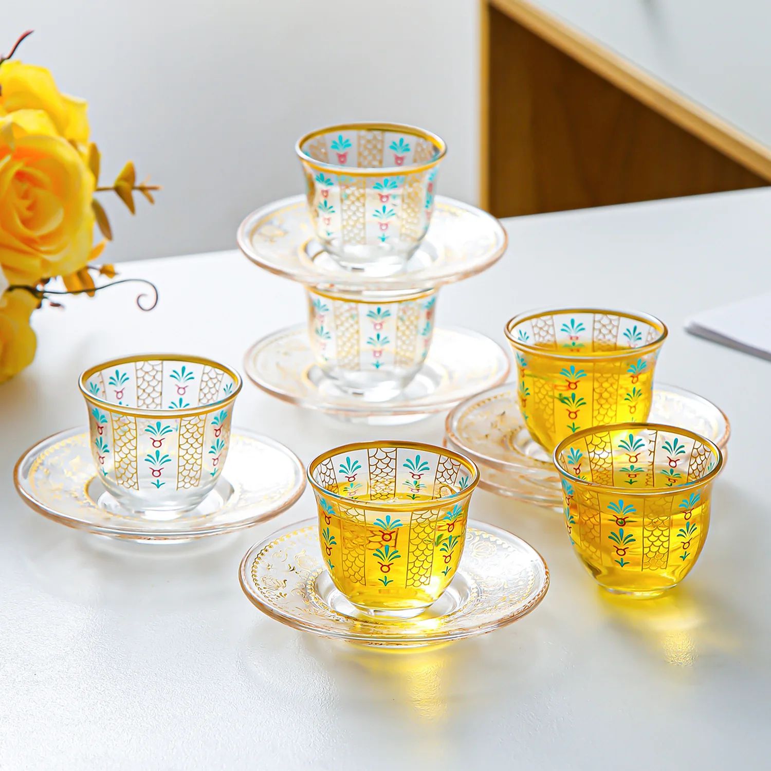 HYS light luxury high-end glass kung fu tea set household thickened heat-resistant tea cup tea cup
