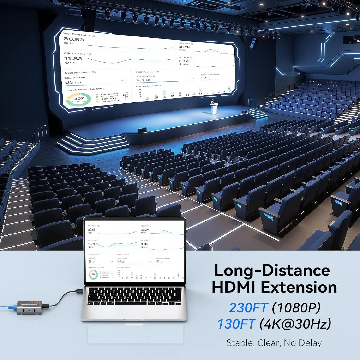 PWAY 4K HDMI Extender Over Cat5e/Cat6 Network Cable - Up To 70m/230ft, POC & IR Support