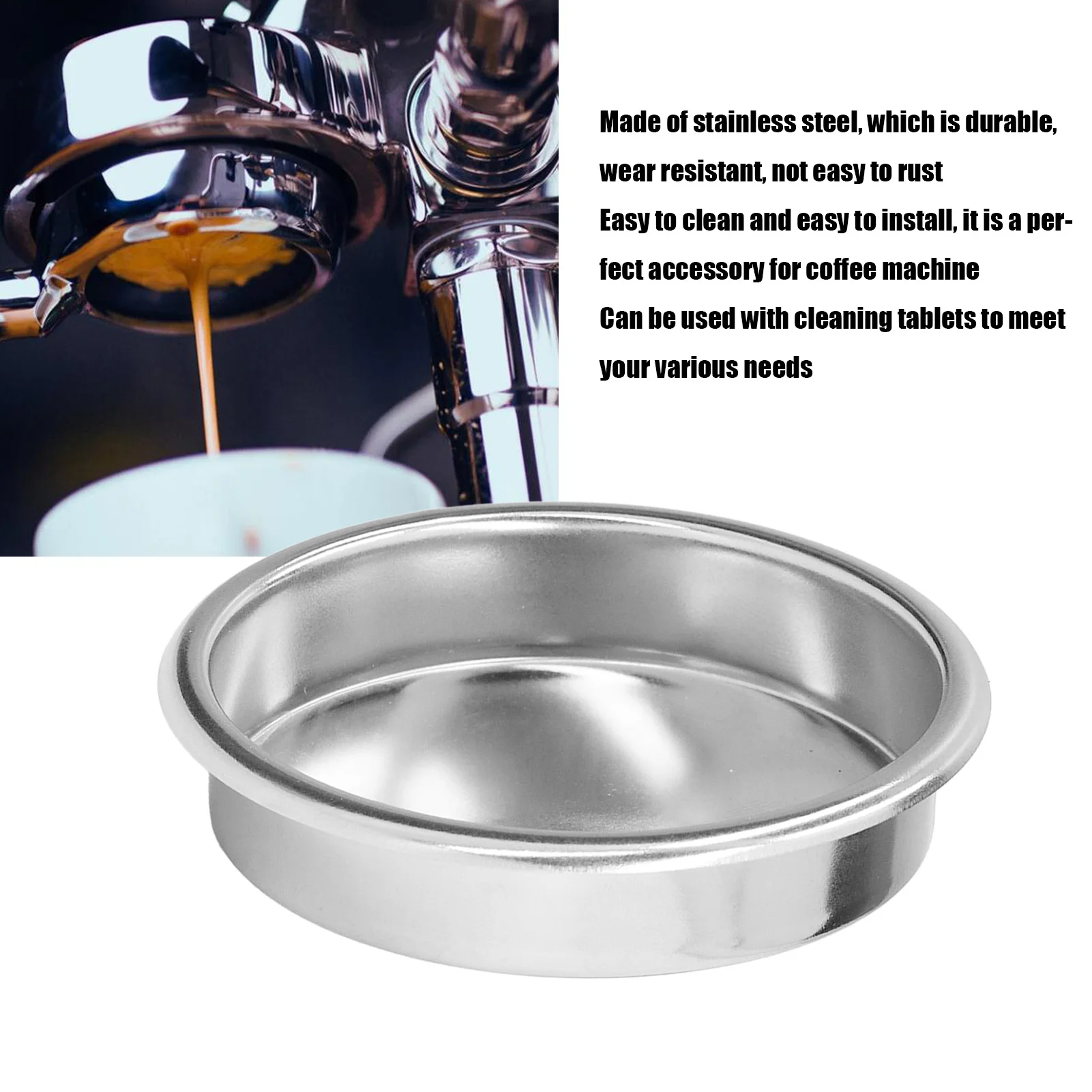 58mm Semi Automatic Coffee Machine Backflush Insert Filter Stainless Steel Cleaning Backflush Disk