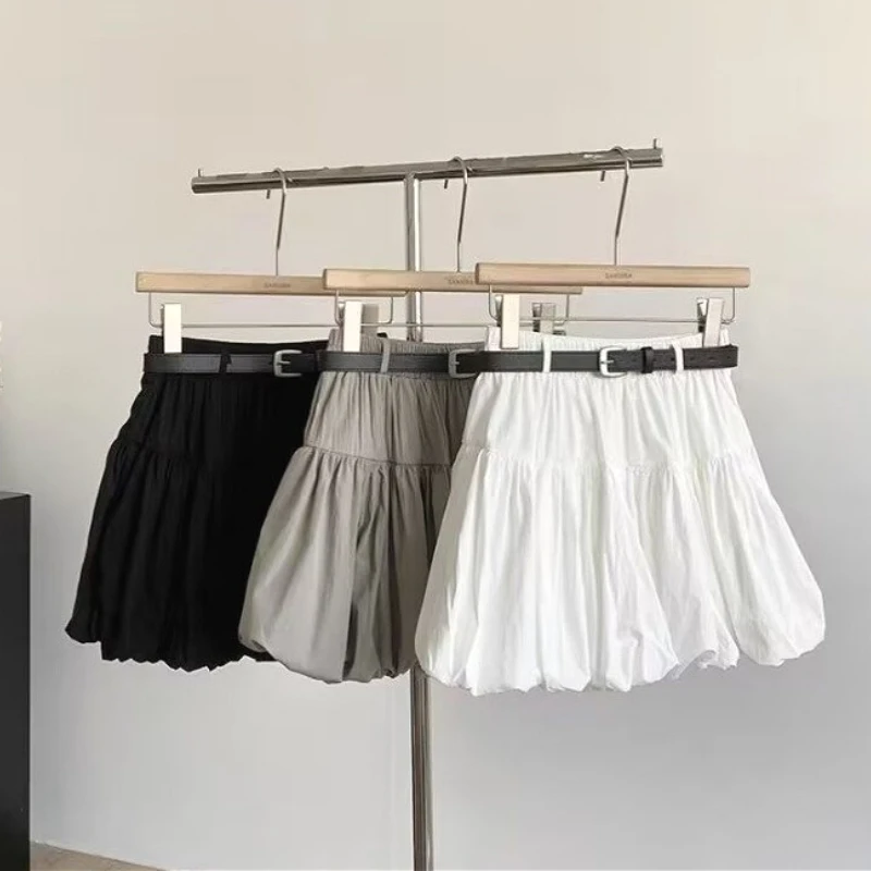 

Shorts Skirts Women Short Mini Skirt A Line Party Work Slim Streetwear White Pleated High Waist Elegant Splice Y2k Night Summer