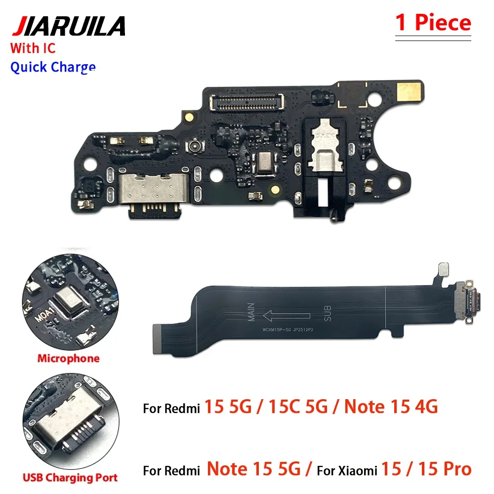 Usb Dock Charger Port For Xiaomi Redmi 15 5G 15C Note 15 Pro Plus Note 15 5G Note 15 5G Charging Board Module With Microphone