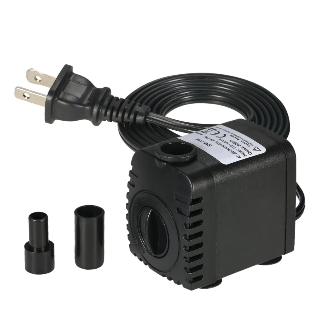 600L/H 8W Submersible Water Pump for Aquarium Tabletop Fountains Pond Water Gardens and Hydroponic Systems with 2 Nozzles AC220