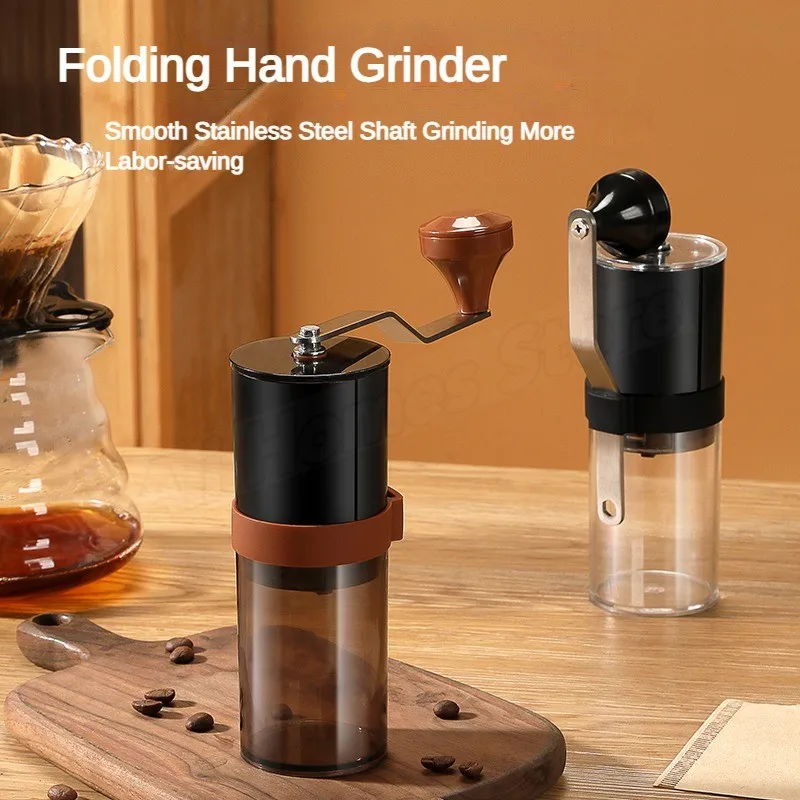 Retro Manual Coffee Grinder Ceramic Burr Hand Cranked Espresso Mill Foldable Portable Washable Bean Grinding For Travel Camping