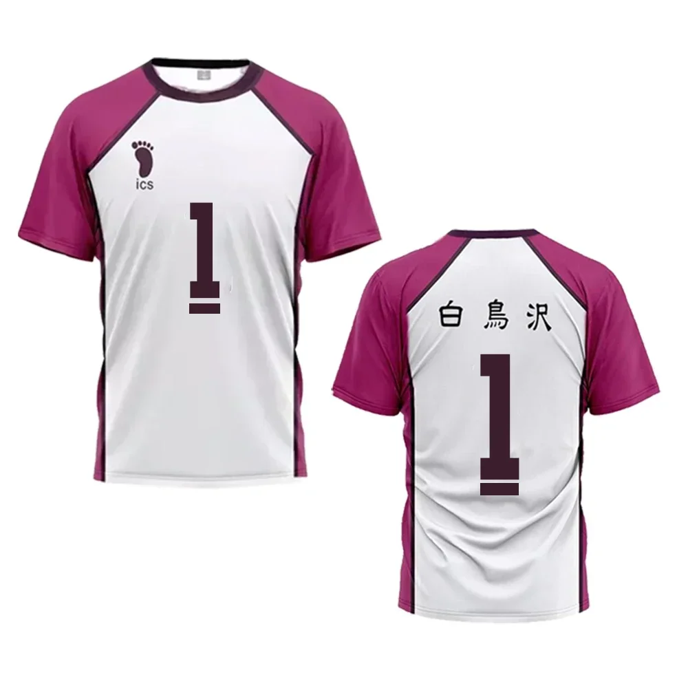Haikyuu Jersey Japanese Anime Cosplay Tops Shiratorizawa Academy Volleyball Unif  Loose Sports T Shirtp
