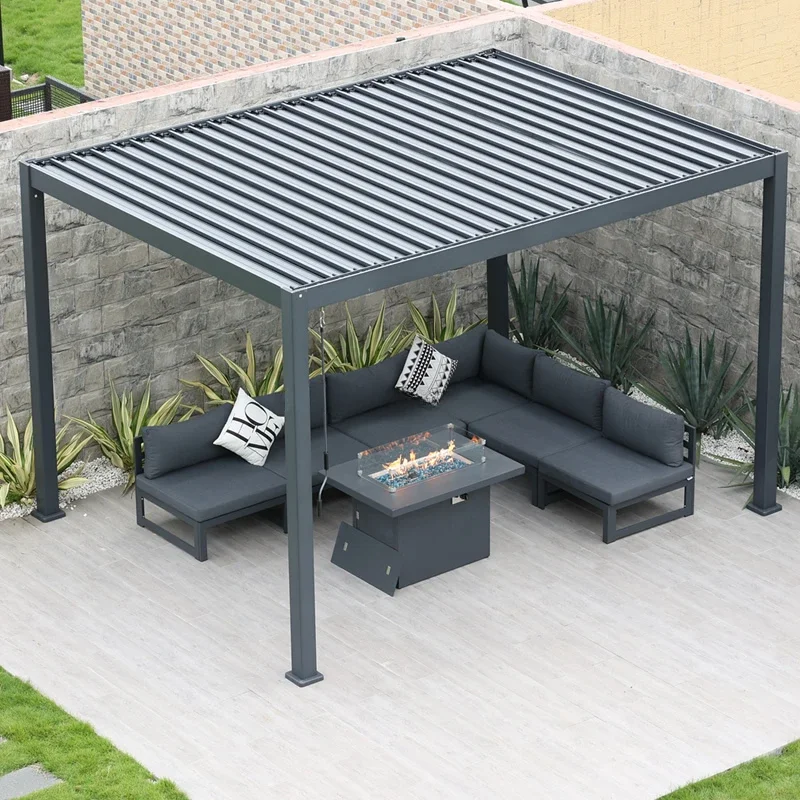 

Garden Louvered Pergola Aluminum Outdoor Gazebo Waterproof Pavilion Adjustable Louvers Pergola Canopy