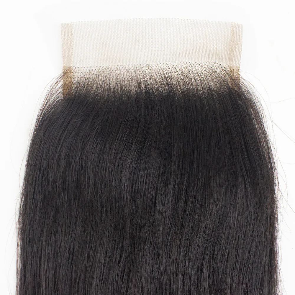 12A Grado Recto 4x4 Cierre de Encaje Transparente Pre-arrancado 150% Densidad Color Nautral 10-22 Pulgadas Cabello Virginal Brasileño