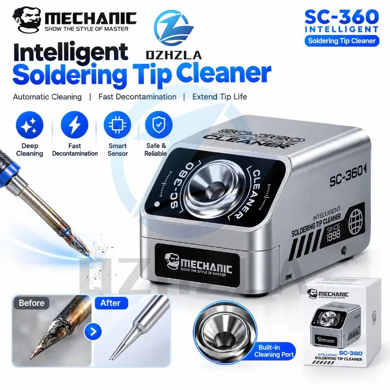 MECHANIC SC360 Automatic Soldering Iron Tip Cleaner Intelligent Induction for C210/115/245/T12 Welding Tip Cleaning Machine Tool