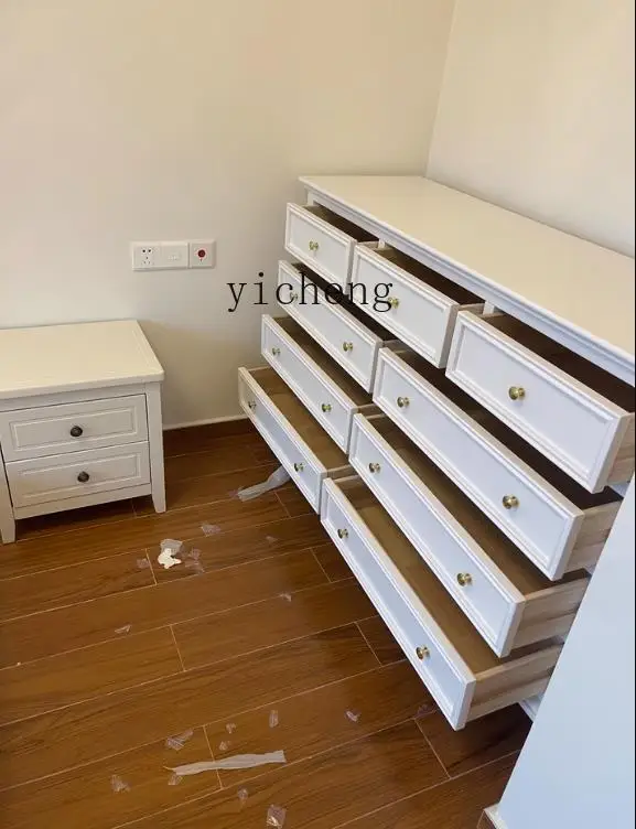 

French-style Solid Wood Five-seven-nine Drawer Cabinet Storage Cabinet American-style Living Room Wall-mounted Storage Cabinet