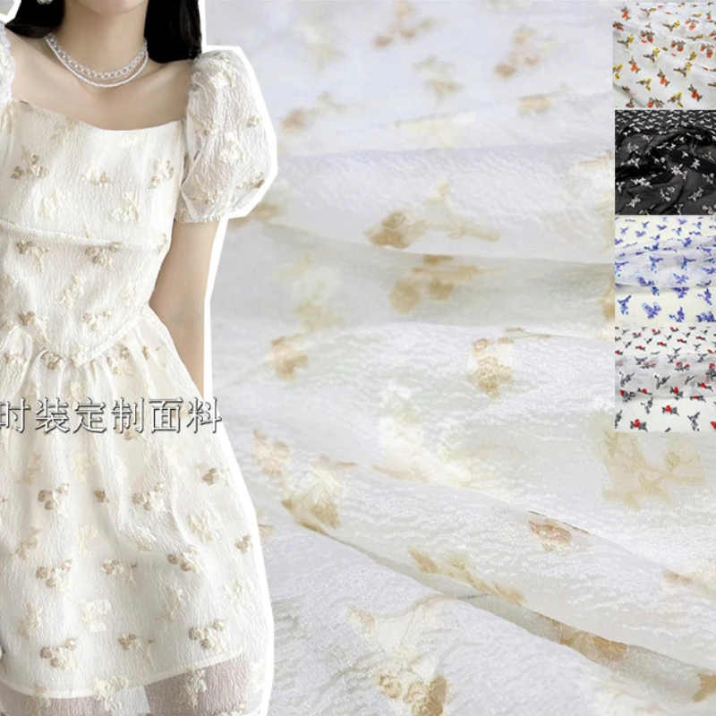 Organza Yarn-dyed Jacquard Fabric Spring/Summer Thin Section Campanula Dress Clothing European Brand Fashion Design Sewing Cloth