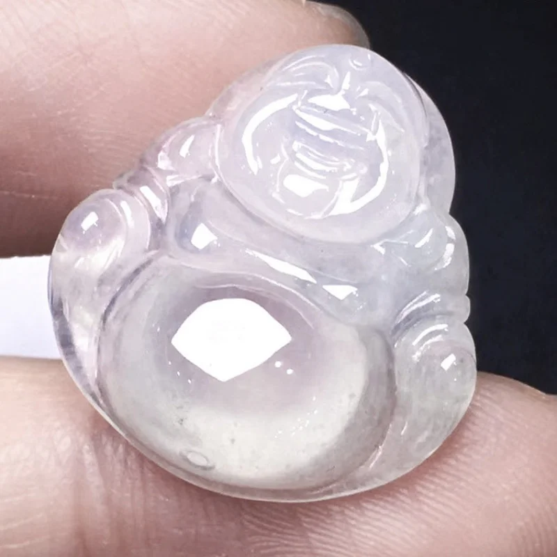 Natural a-Level Ice Glutinous Smiling Buddha Jade Pendant