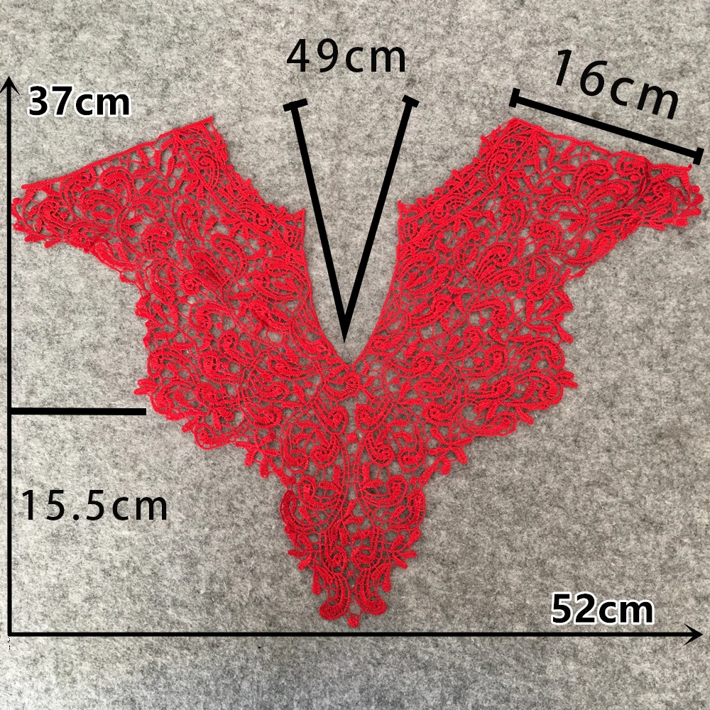 red fashion style Craft Floral Embroidered Decorated Lace Collar Flower and Lace Applique Trim Lace Fabric Sewing Supplies YL789