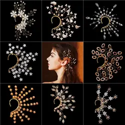 Aesthetic Chic Butterfly Elf Ear Cuff Fairy Elegant Pearl Flower Ear Cuffs Jewelry Non-piercing Rhinestone Ear Clips Girls