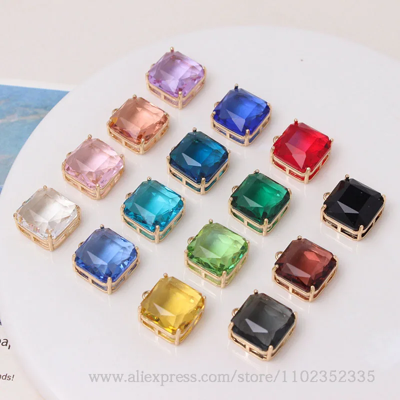 10pcs/ Bag New 14mm color three-dimensional square square pendant DIY bracelet earrings necklace accessories materials