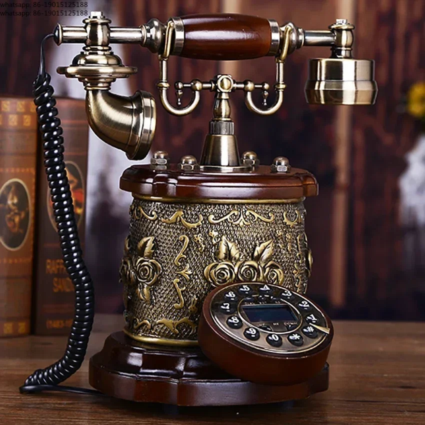 Vintage Telephone Landline with Beautiful Gold Flower Pattern, Button Dial, Caller ID, Handsfree Retro Old Fashioned Telephone