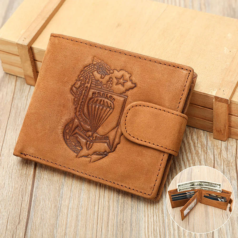 Retro Genuine Leather Wallet for Men, Multifunctional RFID Anti-Theft Card Cash Purse