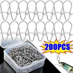 100/200PCS Stainless Steel Fishing Snap Hooked Snap Pin Fastlock Clip Accessorie Tackle for Barrel Swivel Lure Hook Fishing Tool