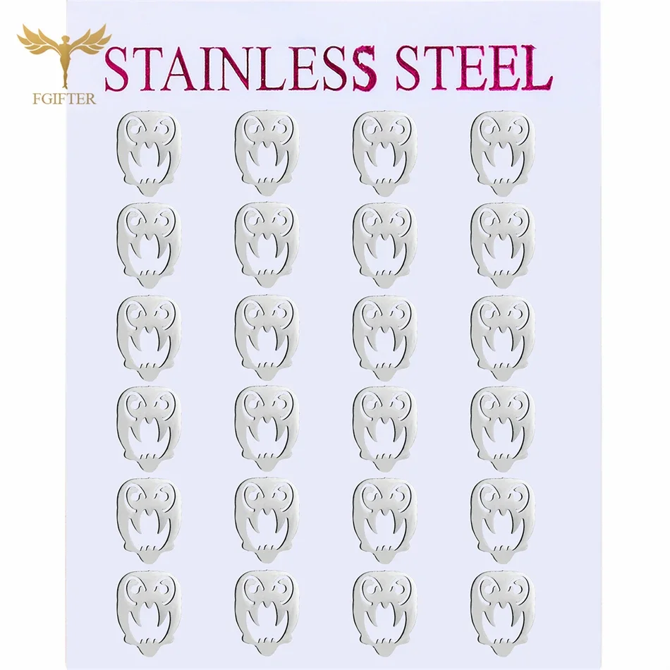 12 Pairs Animal Stud Earrings Lucky Bird OWL Stainless Steel Earrings Set Women Girls Teen Jewellery Wholesale Cheap Things
