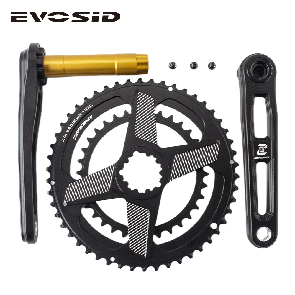 EVOSID Ultralight Road Bike Crankset Double Chainwheel 50-34T/52-36T/53-39T Hollow Tech Crank 170mm Folding Bike Crankset