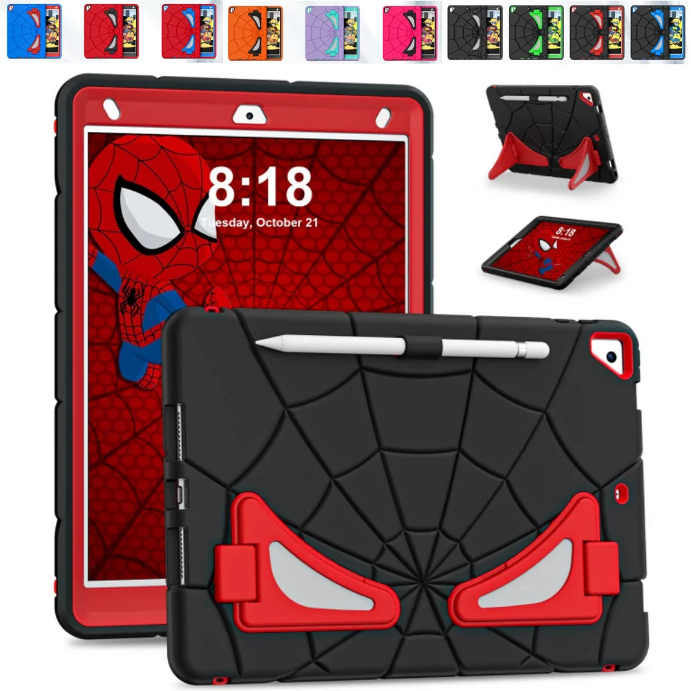

Kids Case for iPad 10.2 inch 7th 8th 9th Gen 10.2" Silicone +PC Shockproof Tablet Cover for A2197 A2270 A2602 Built-in Kickstand