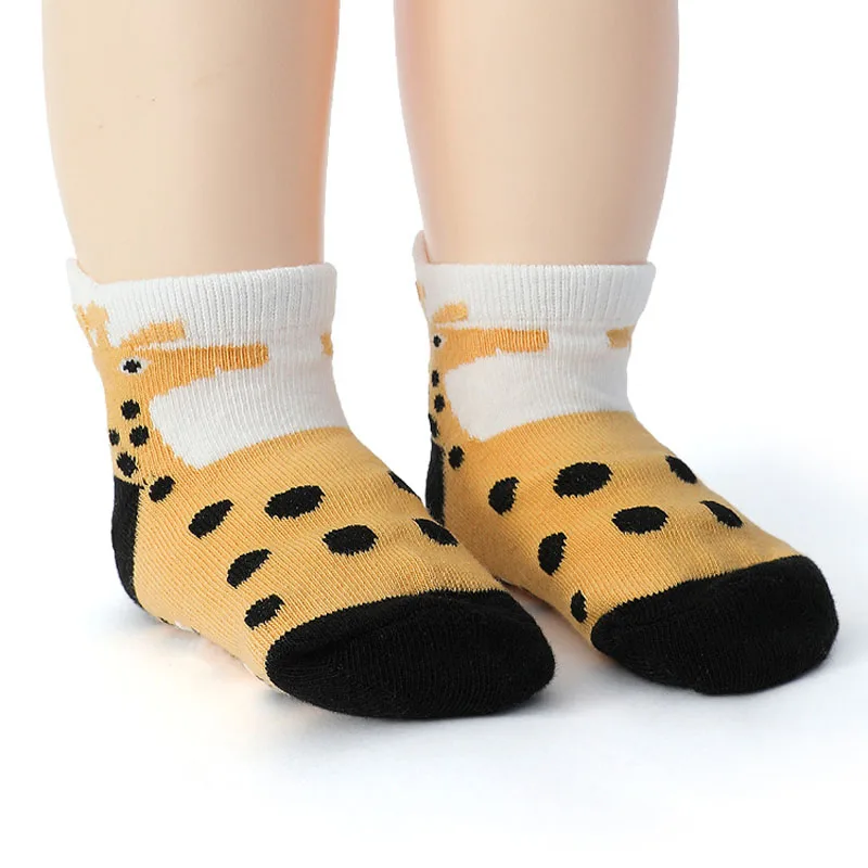 6 Paar Kindersocken, Cartoon-Tiermuster, Baumwolle, rutschfeste Bodensocken für Jungen, Kleinkinder, ganzjährig – Detail 6