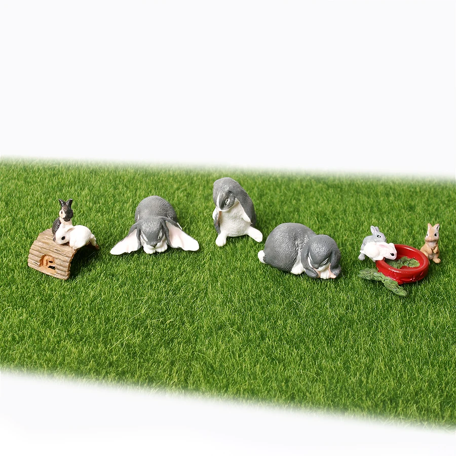 Simulation Lovely Lop Rabbit Bunny Hare Figure Farm Animal figurine Garden Plant Model Decoration Education Kid Toys