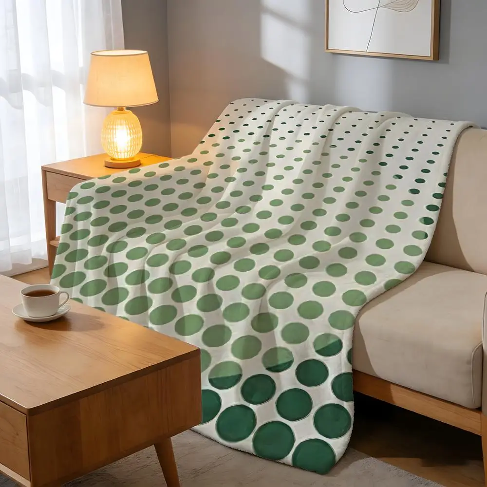 Throw High-Density Short Plush Blanket For Sofa Nap Air-Conditioned Room Skin-Friendly Bauhaus Green Color Lines Modern Anime