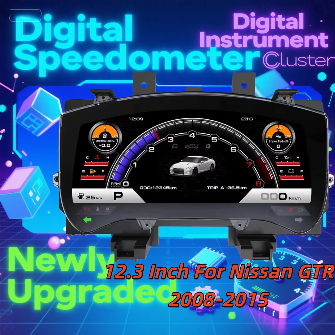 

12.3'' Digital Cluster Dashboard Panel Speedometer For Nissan GTR 2008-2015 Virtual Instrument Speed Meter Cockpit Odometer
