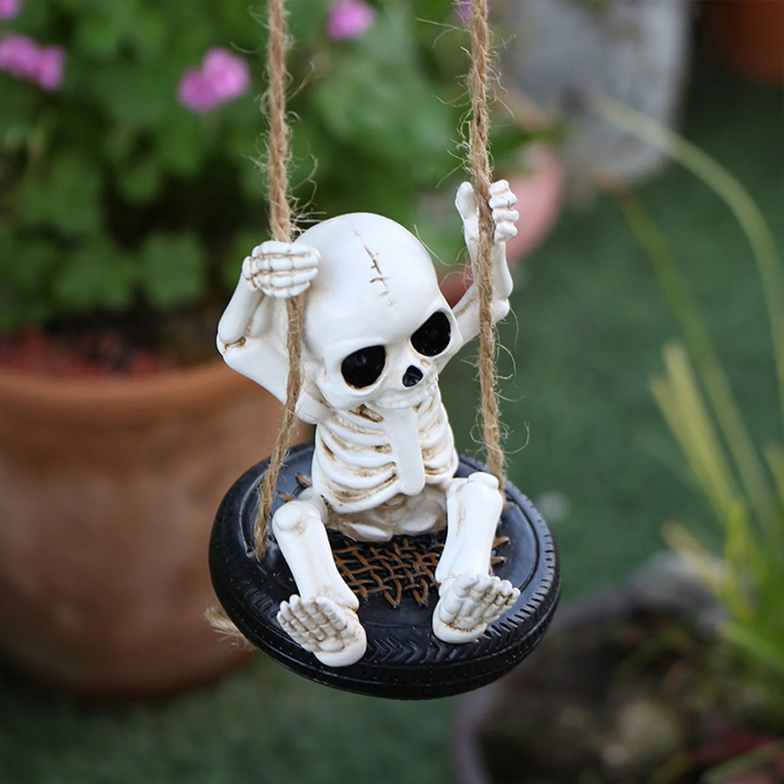 Halloween schwingende Geisterfiguren, hohle große Augen, Punk-Stil, Gartenornament für Halloween, Festival, Geschenk
