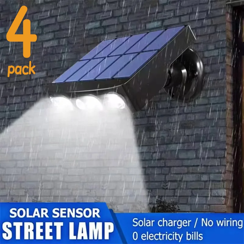 

1/2/4pcs 4 LED Solar Security Lights Outdoor Decor Sensor Motion 3 Modes Street Waterproof Lamp Wall Night Work Light for Garden