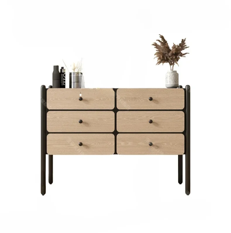 

French Retro Solid Wood Chest of Drawers Bedroom Wall Storage Cabinet Modern Minimalist Sideboard Cabinet