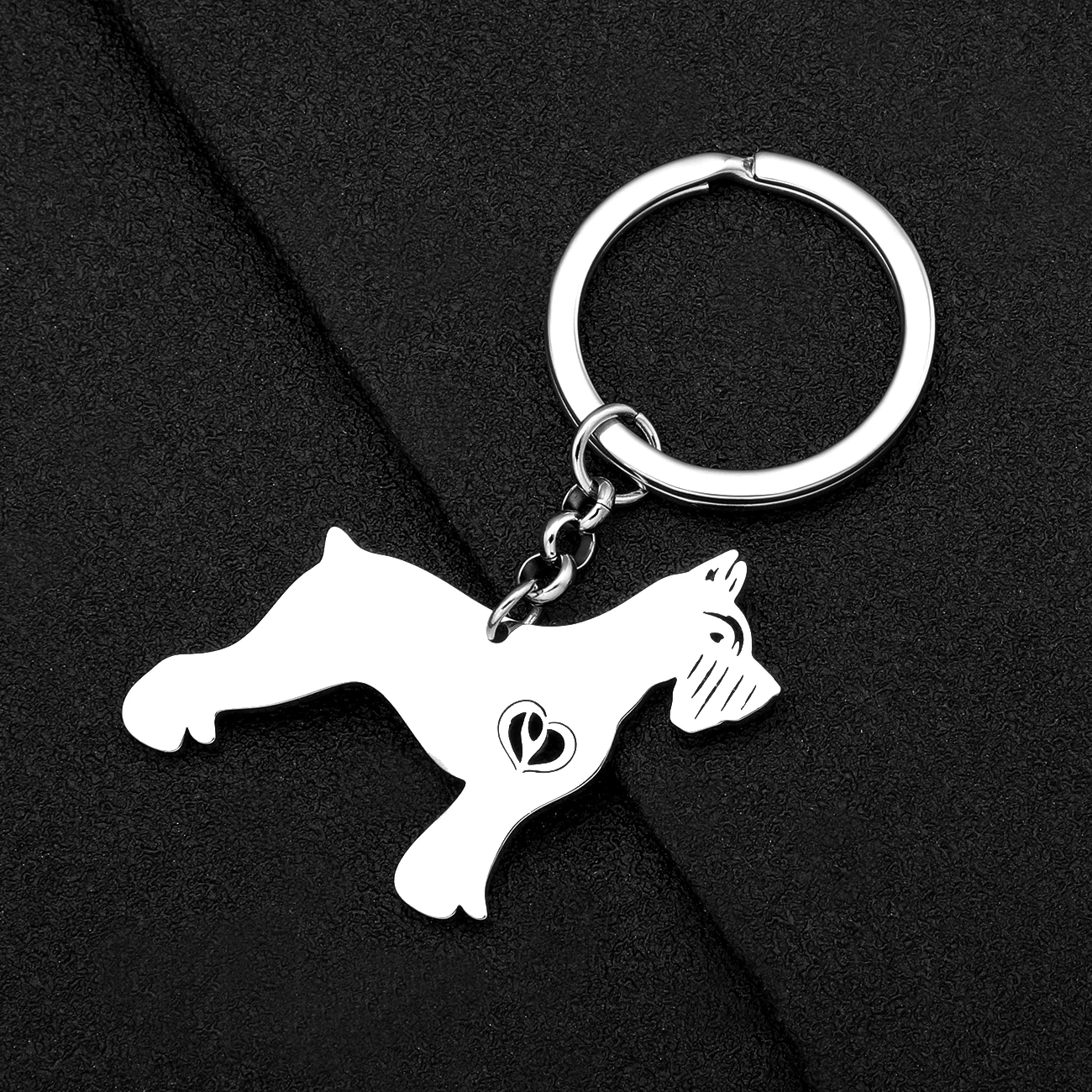 Bonsny Stainless Steel Silver-plated Schnauzer Terrier Dog Key Chains Keyring Pet Animals Keychains Fashion Jewelry For Women