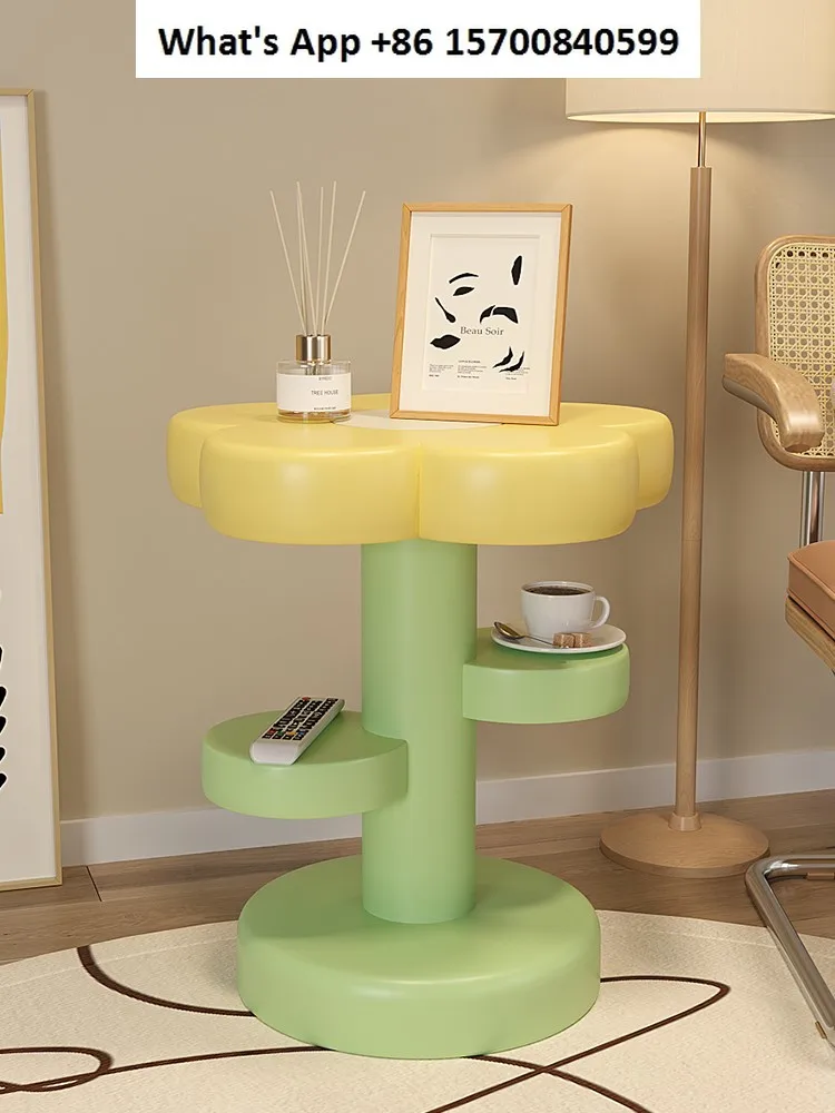 Creative sofa side table Internet celebrity bedroom bedside household sub coffee table small round table cream wind cabinet