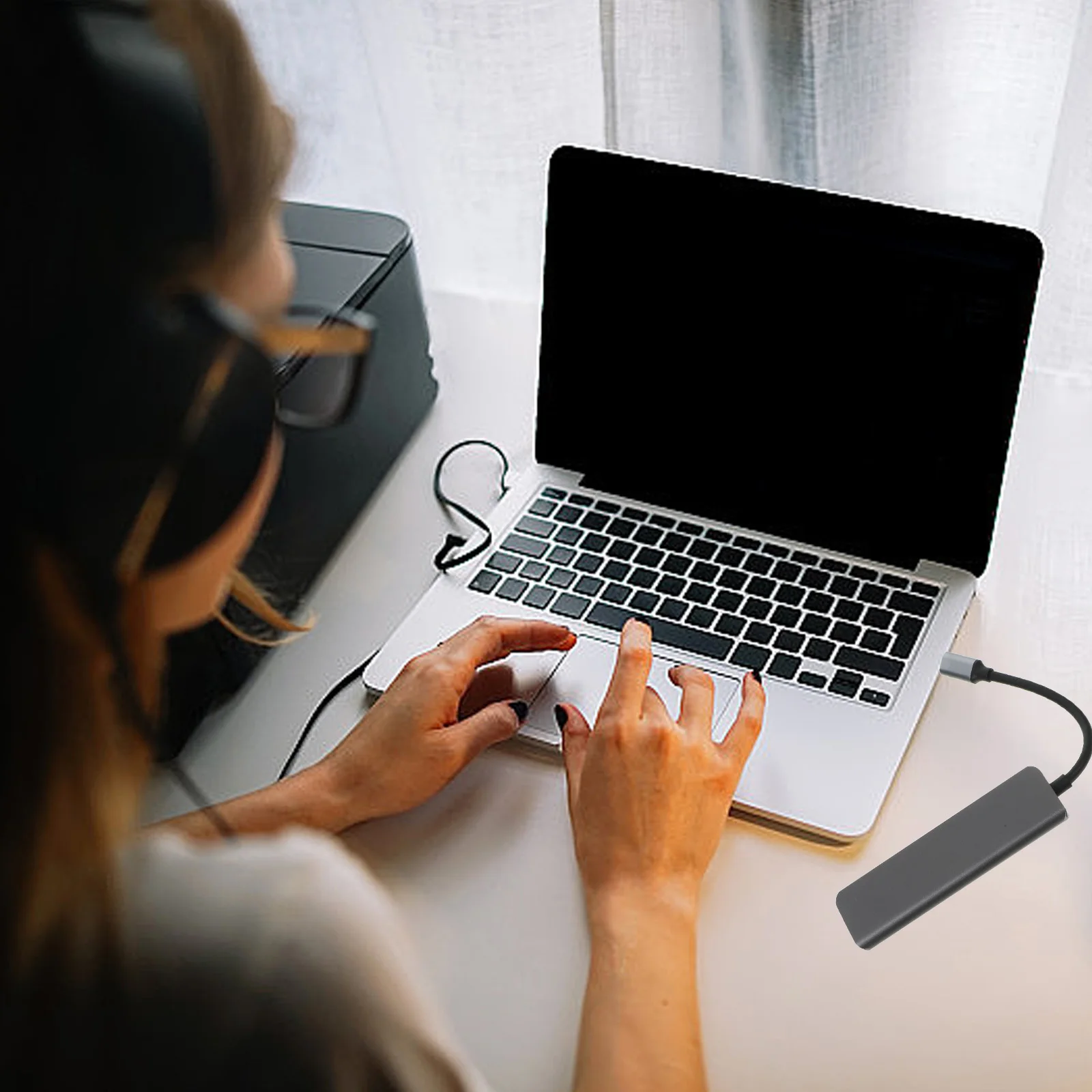 

5 in Type C Docking Station Notebook Adapter Grey Fast Transmission Practical Durable USB Docking Station Type C Expansion