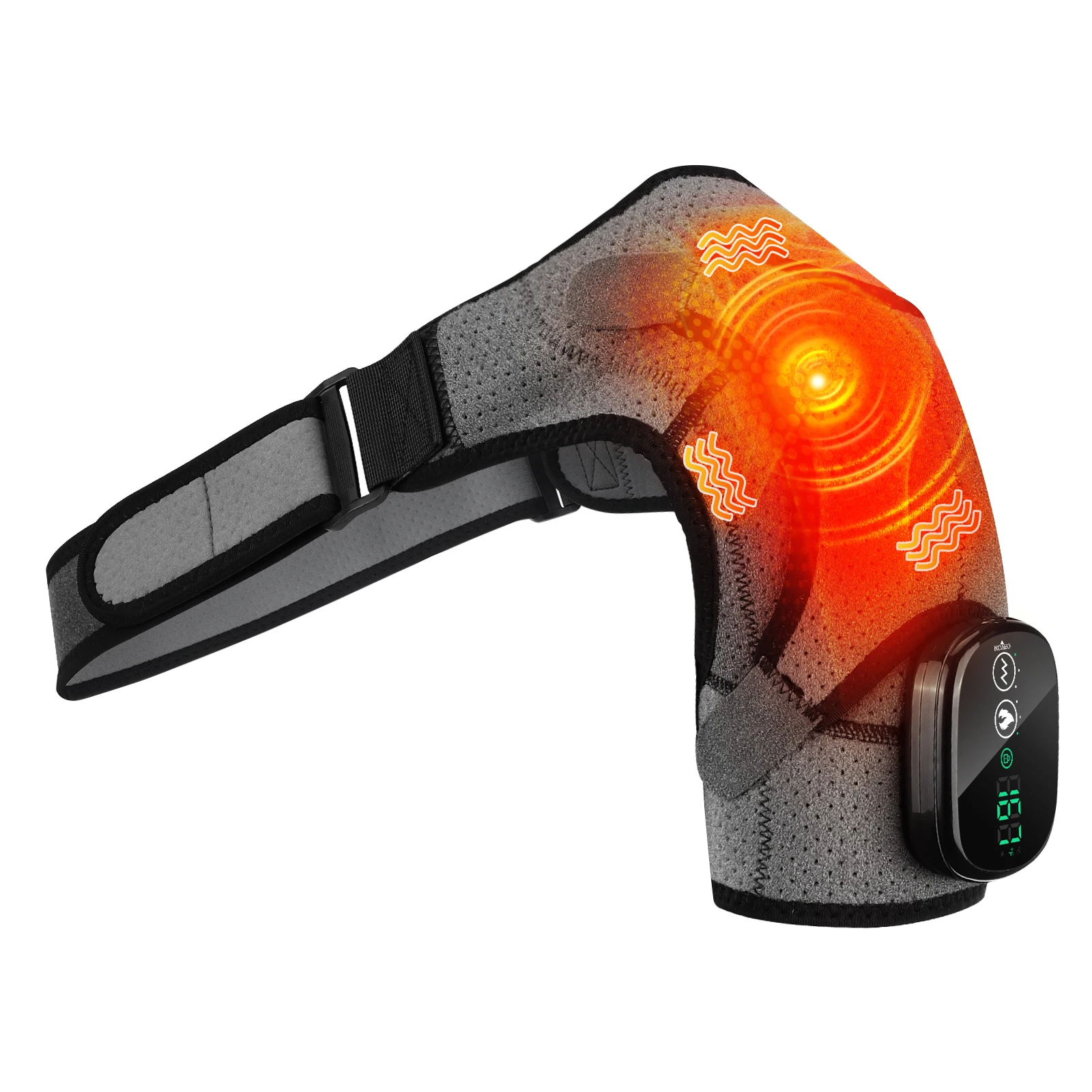Heated Shoulder Massager Wrap Electric Vibration Massage Support Strap Smart LED Display Cordless Heating Pad Muscle Relaxation