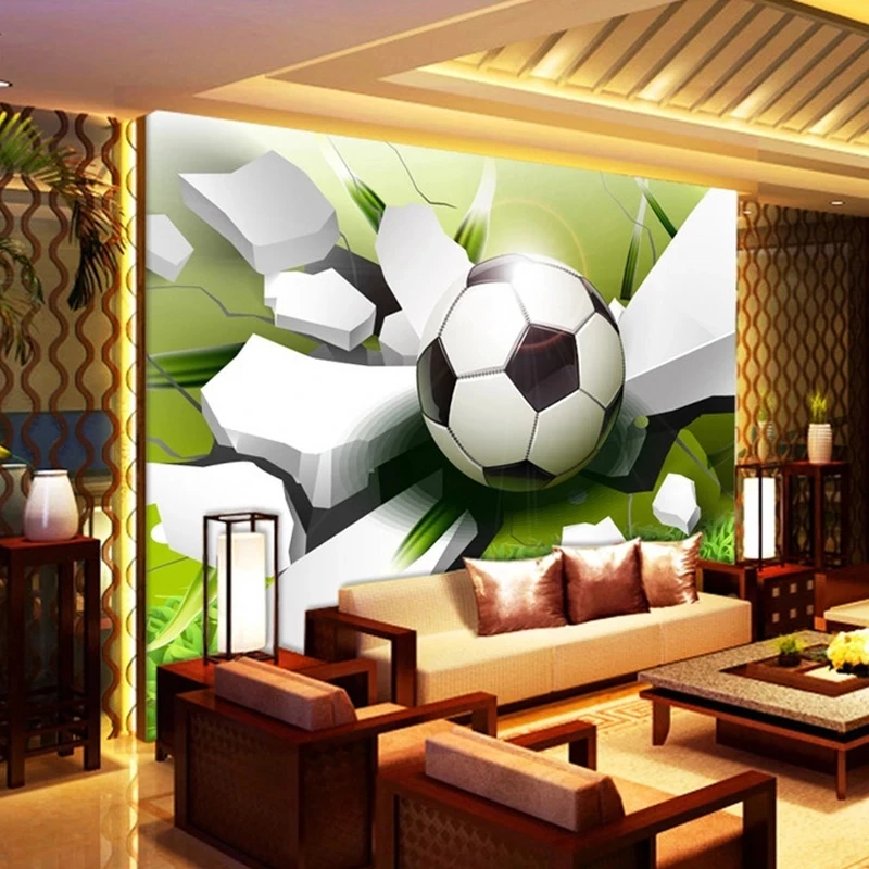 Custom Mural Modern 3D Football Broken Wall Photo Wallpaper Living room sofa TV background wall bedroom restaurant study Hotel