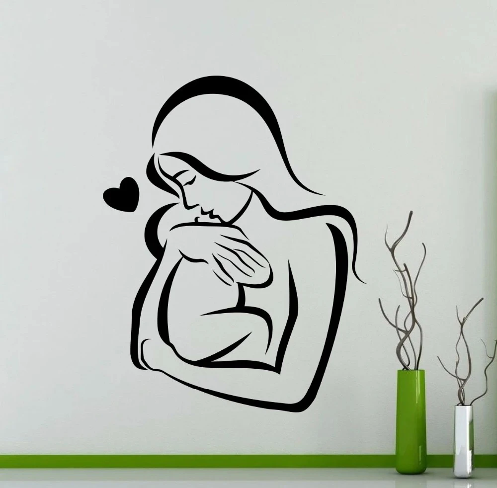 

Baby And Mother Wall Art Decal Nursery Kids Room Decor Family Love Wall Sticker Mom Hugs Baby With Love Wall Murals Gift