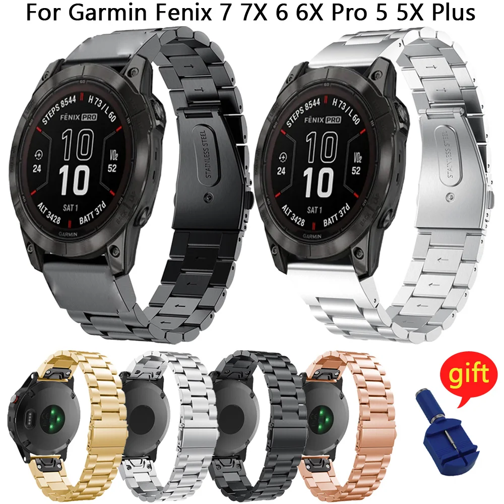 

Браслет из нержавеющей стали для наручных часов Garmin Fenix 7X 7 6X 6 Pro 5X 5 3 3HR 945