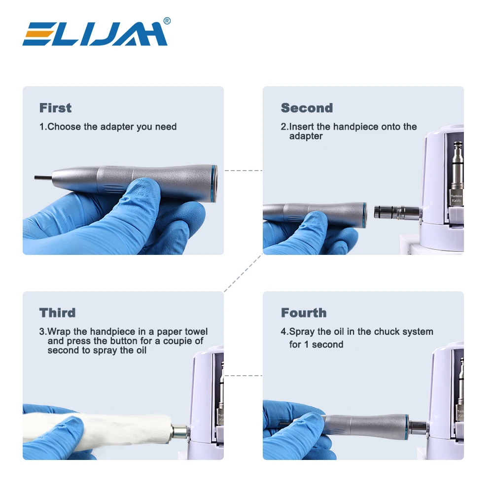 Dental Handpiece Lubricator Dentistry with 5 Adapters Universal Metal Shell for High & Low Speed Oiling Maintenance