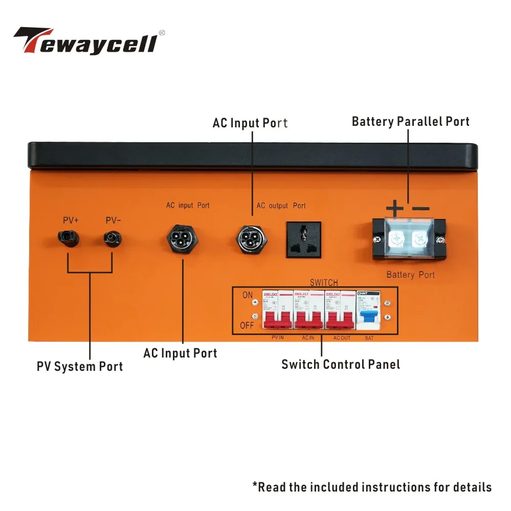 Tewaycell All in One 48V 300Ah 15KWh Powerwall 51.2V LiFePO4 Batteria integrata 5KW Inverter ESS Sistema di energia solare UE Nessuna tasse