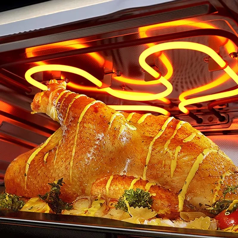 فرن بخار كومبي ذكي مدمج سعة 60 لتر مع باب زجاجي، خبز حراري دوار للبيتزا/الخبز/الكعك، المطبخ المنزلي والتجاري #5