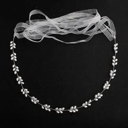 Silver Bride Wedding Ribbon Accessories Simple Handmade Pearl Belt Ball Dress Paired With Dress Waist Chain Bridesmaid Gift