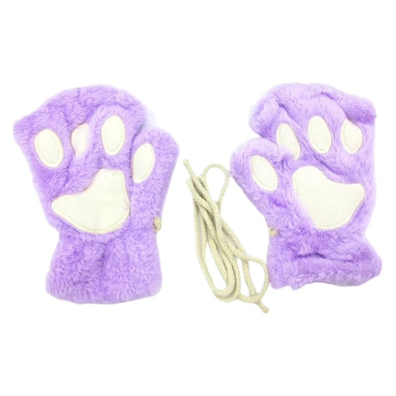 d'hiver doux pour enfants, mitaine en forme patte d'ours chat, demi-doigt, fournitures d'hiver, livraison directe