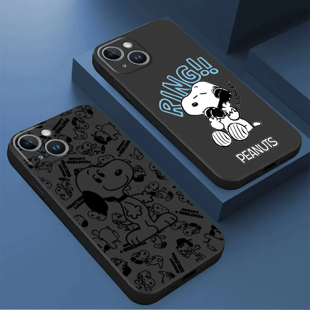 Black Soft Phone Case for Xiaomi Mi Note 10 13 12T 11T 11 Lite 12 Lite CC9 Pro 10T Pro 11T Cute animal s-snoopy Cover Shell