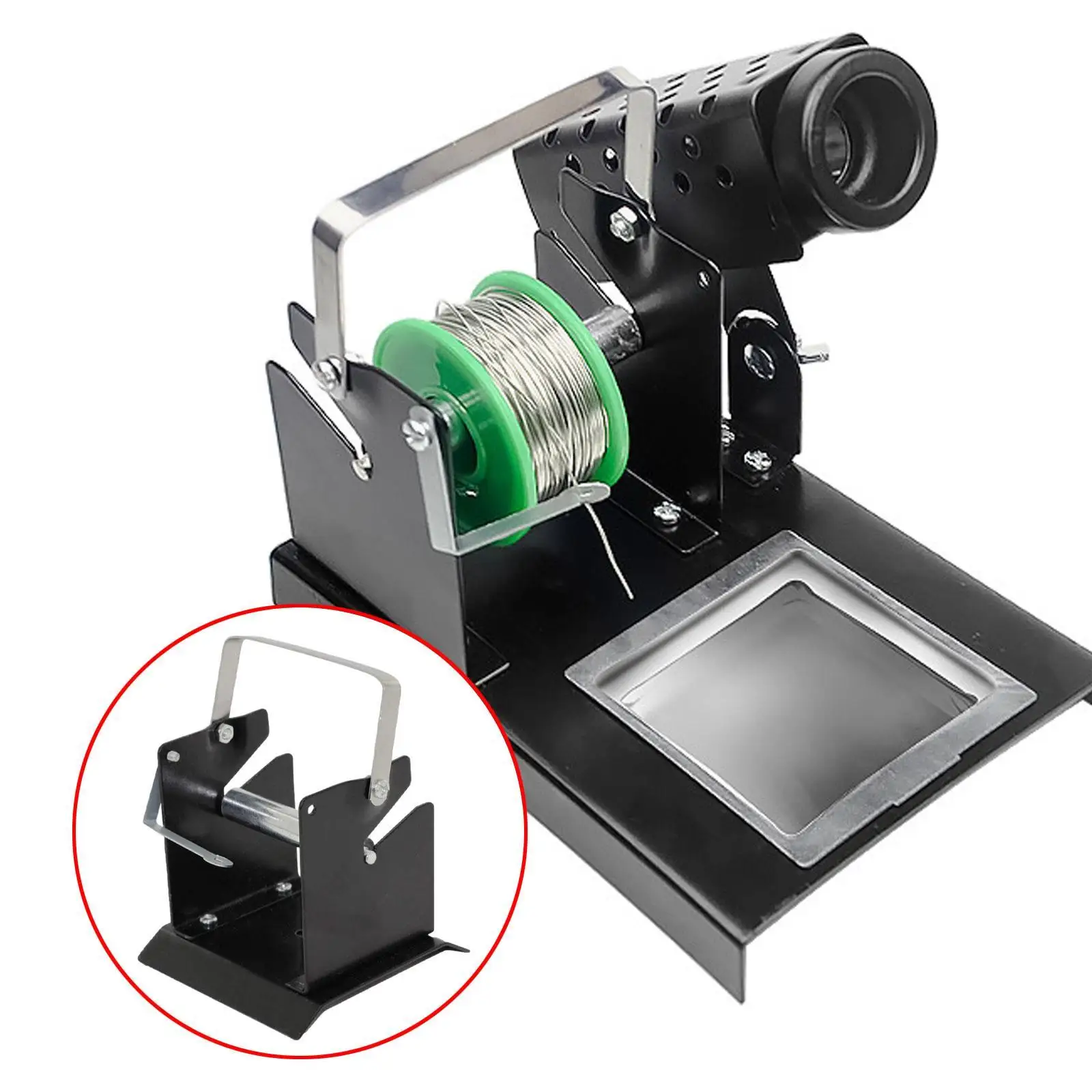 

Solder Dispenser Reel Spool Feeder, Metal, Adjustable, Compact Professional Portable Roll Holder Welding Soldering Tool